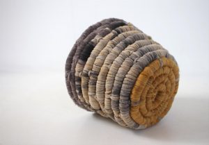 Anindilyakwa arts Fabric basket made with bush dyed cotton and silk reusing plastic fish nets