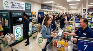 busy-supermarket-checkout-featuring-drs-logos-on-drinks